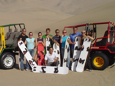 Sandboarding in Sahara Desert